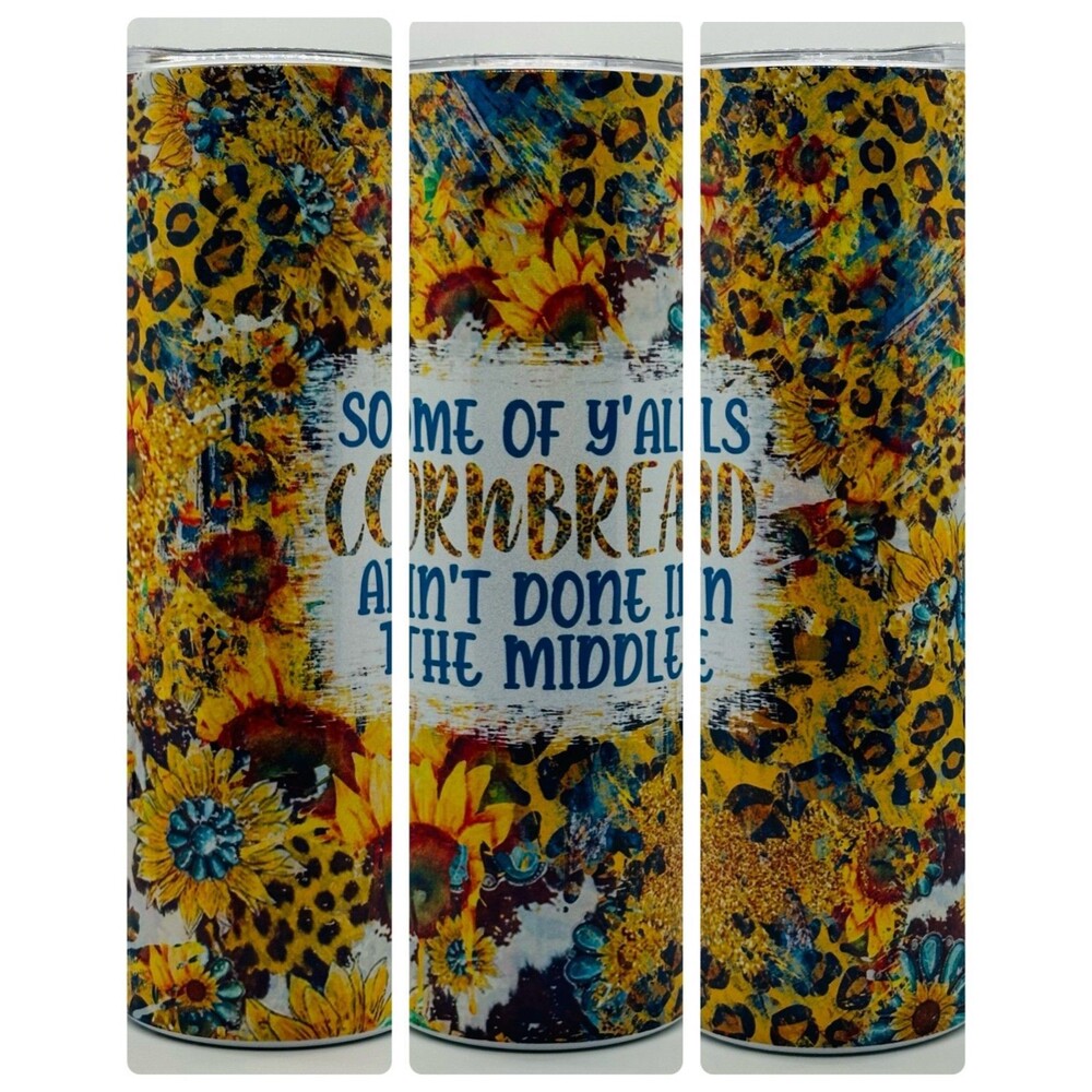 NEW "Cornbread" 20 oz. Stainless Steel Tumbler w/Straw Set & Silicone Tip